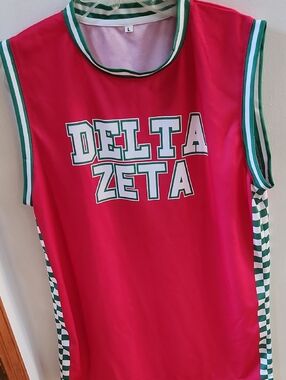 Delta Zeta Pink & Green Sleeveless Jersey